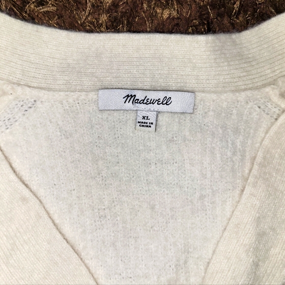 Madewell•Lyle Ribbed Cream Henley Merino Wool Blend Sweater W/3 Buttons•Size:XL - Picture 7 of 8